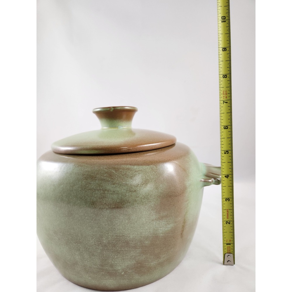 Vintage MCM Prairie Green Frankoma 2 piece Casserole Baker Bean Pot with Lid 5W - Picture 7 of 8